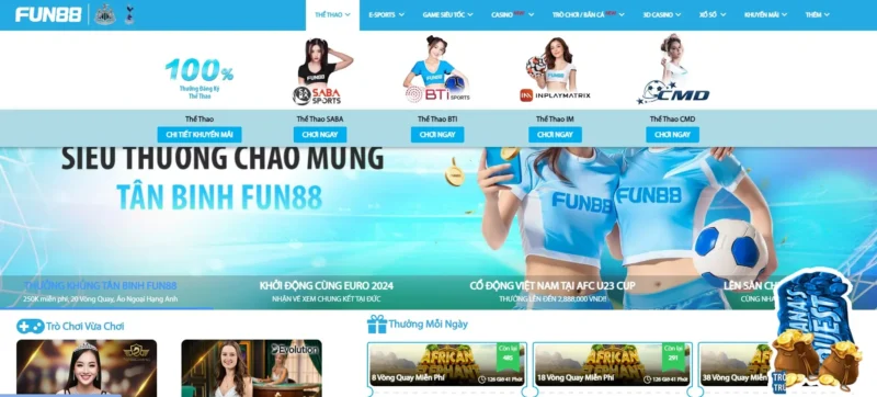 Cá cược Thể thao CMD tại link vào Fun88 đăng nhập