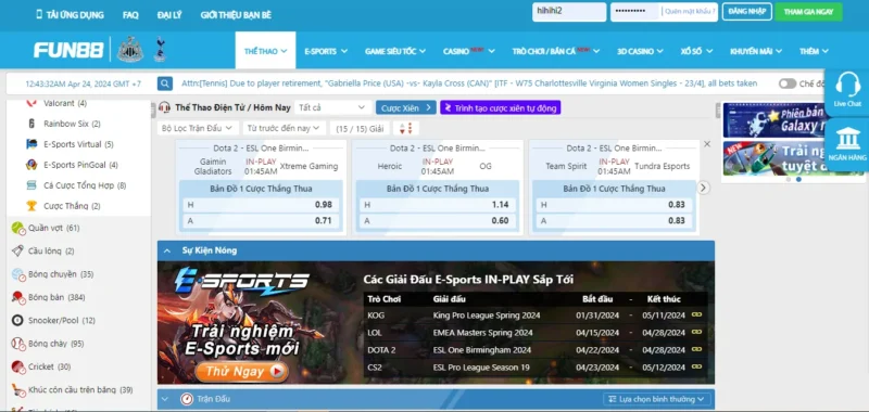 Thế giới Esports tại Fun88